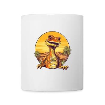 Illustration rétro dinosaure coucher de soleil - Mug blanc - blanc - Devant