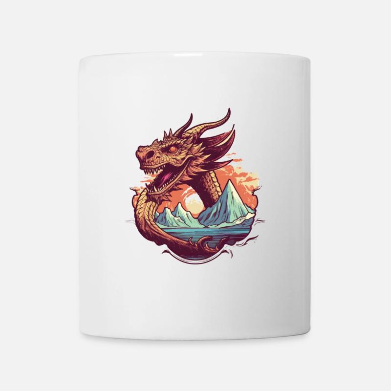 Legendary dragon dream with mountain panorama - Mug - white