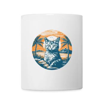 Tropischer Katzenzauber im Sonnenuntergang - Tasse - Weiß - Vorne