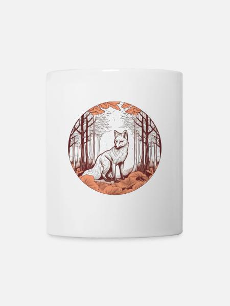 Fuchs im Herbstwald Illustration - Tasse - Weiß