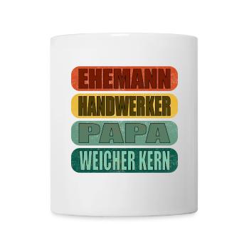 Geschenke zum Vatertag - PAPA - WEICHER KERN - Tasse - Weiß - Vorne