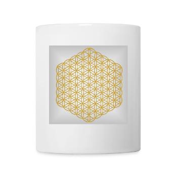 Flower of Life gold - 5th Dimension - Mug - white - Front
