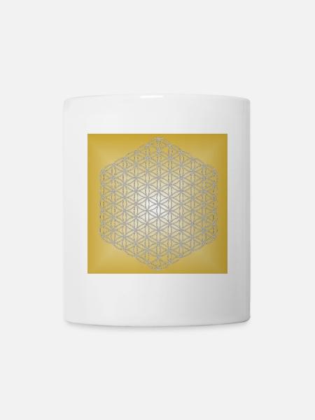 Blume des Lebens silber - 5. Dimension - Tasse - Weiß