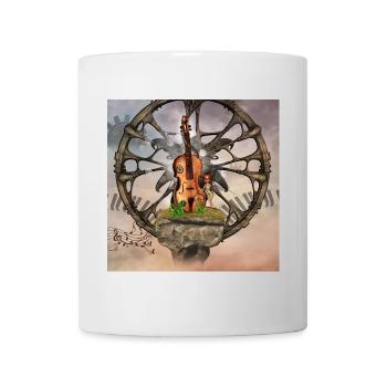 Steampunk Geige mit kleiner Fee - Tasse - Weiß - Vorne