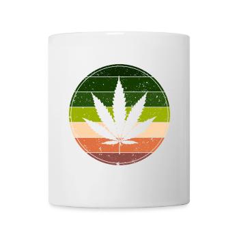 Retro Rainbow Cannabis Runde - Tasse - Weiß - Vorne
