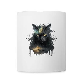 Black cat in space design - Mug - white - Front