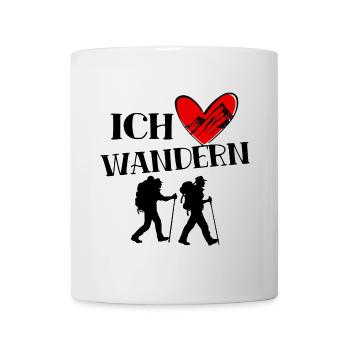 Wanderrouten Ich Liebe Wandern Herz Statement - Tasse - Weiß - Vorne