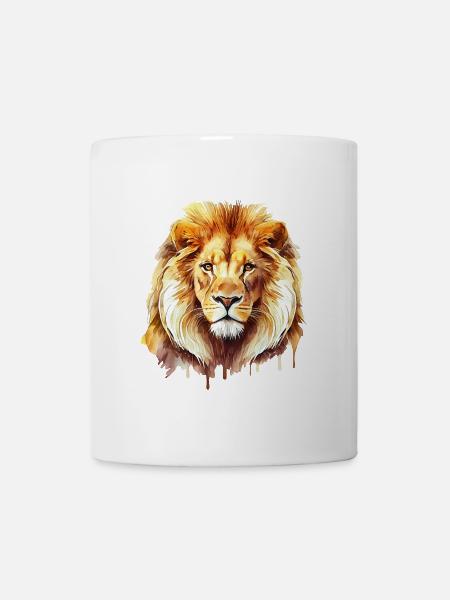 Beautiful watercolor portrait of a lion - Mug - white