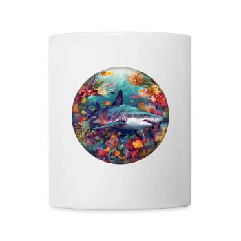 Underwater Shark in Coral Reef Circular Picture - Mug - white - Front