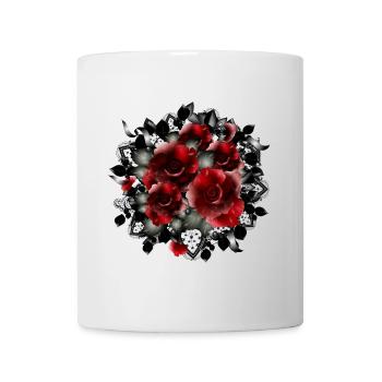Gothic bridal bouquet bouquet of dark red roses - Mug - white - Front
