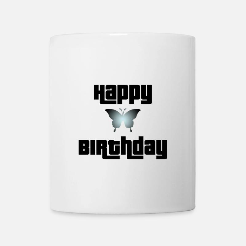 Happy Birthday Schmetterling Design - Tasse - Weiß