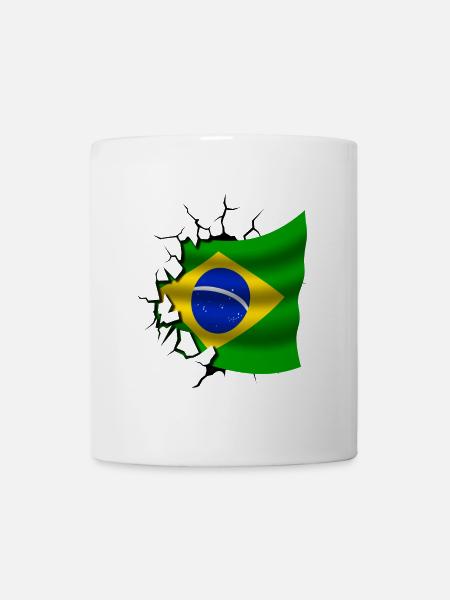 Flagge von Brasilien - Brasilien - Flagge Broken Design - Tasse - Weiß