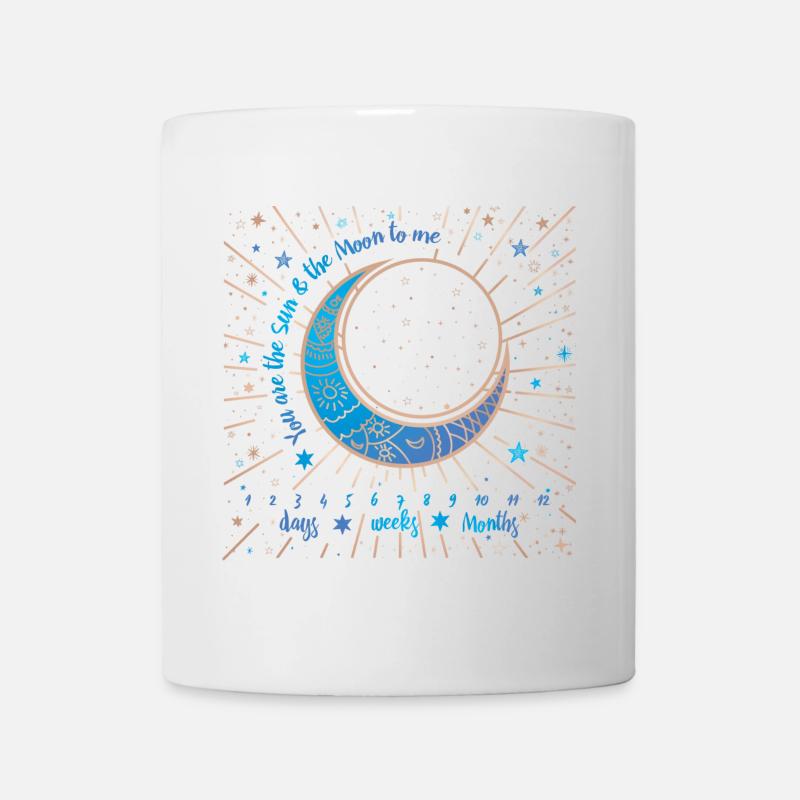 Lune bleue ornée et éclats stellaires - Mug blanc - blanc