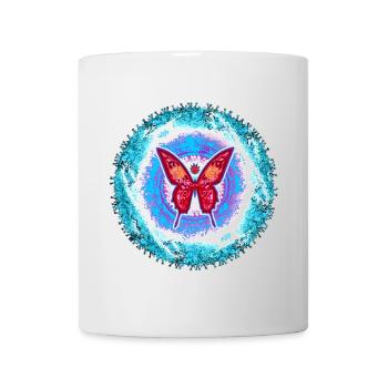 Leuchtender Schmetterling mit geistigem Muster - Tasse - Weiß - Vorne