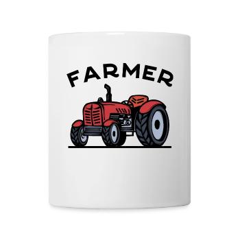 Un agriculteur de tracteurs parle du champ des véhicules utilitaires - Mug blanc - blanc - Devant