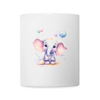 Baby Elefant mit Ballons, handgemalt Wasserfarben - Tasse - Weiß - Vorne