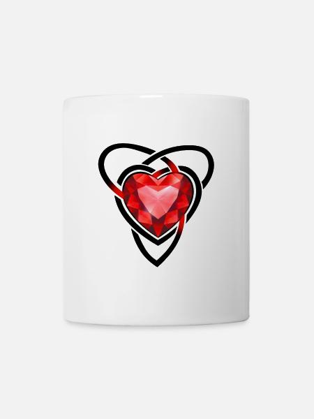 Facettiertes rotes Edelsteinherz - Tasse - Weiß