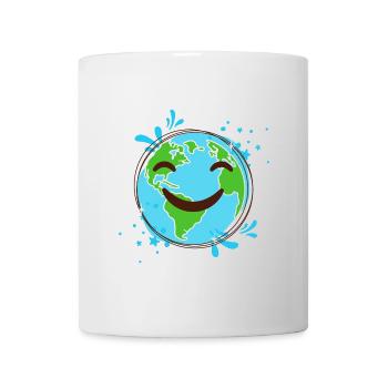 Terre Souriant design globe joyeux - Mug blanc - blanc - Devant