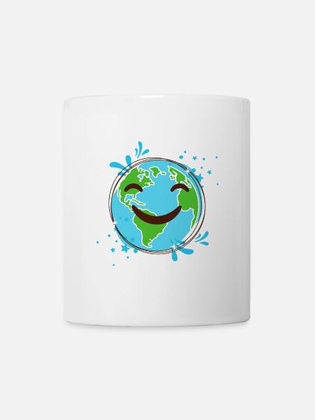 Terre Souriant design globe joyeux - Mug blanc - blanc