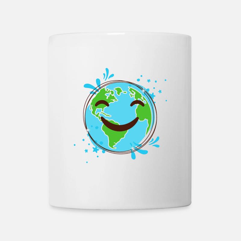 Terre Souriant design globe joyeux - Mug blanc - blanc
