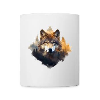 Wolf mit Bergen - Tasse - Weiß - Vorne