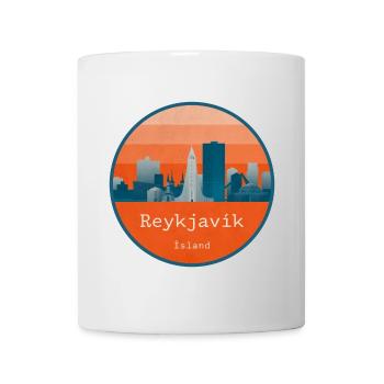 Reykjavík Skyline – Island Retro Design - Tasse - Weiß - Vorne