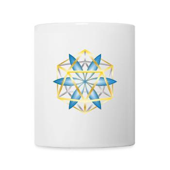 Geometric Mandala Design Blue Gold - Mug - white - Front