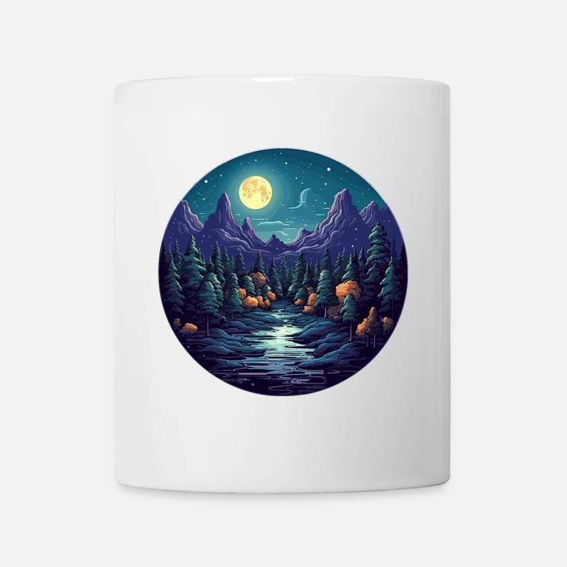 Surreal forest scenery at night - Mug - white
