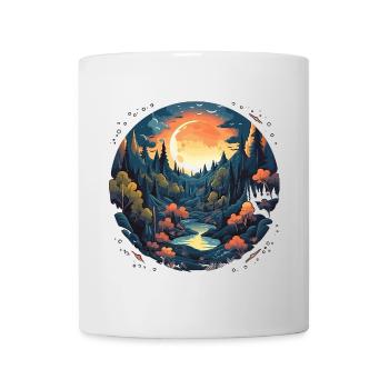 Surreale Wald Landschaft bei Nacht - Tasse - Weiß - Vorne