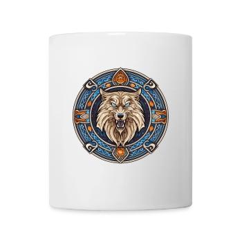Une tête de loup avec des motifs viking - Mug blanc - blanc - Devant