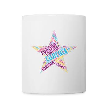 LGBTQIA+ Star Word Cloud Lgbt Gay Pride T-Shirt - Mug - white - Front