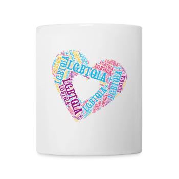 LGBTQIA+ Double Heart Word Cloud Gay Pride T-Shirt - Mug blanc - blanc - Devant