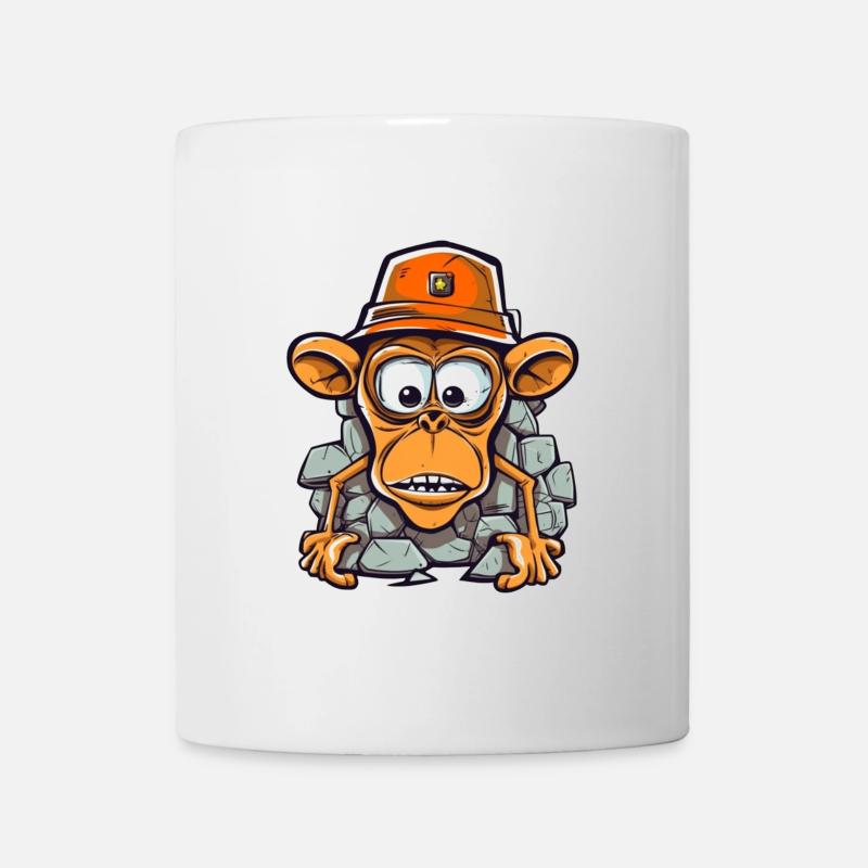 Adorable monkey with construction helmet - Mug - white