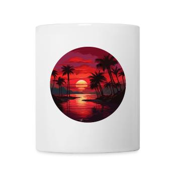 Ein wunderschöner Sonnenuntergang mit Kokospalmen - Tasse - Weiß - Vorne