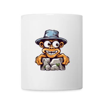 Cartoon Gorilla with Breaking Rocks Hat - Tasse - Weiß - Vorne