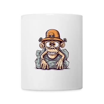 Abenteuerliches Affenkunstwerk mit Bergsteigerhut - Tasse - Weiß - Vorne