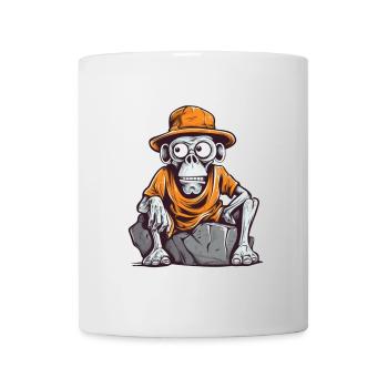 Skull monkey with hat and t-shirt - Mug - white - Front