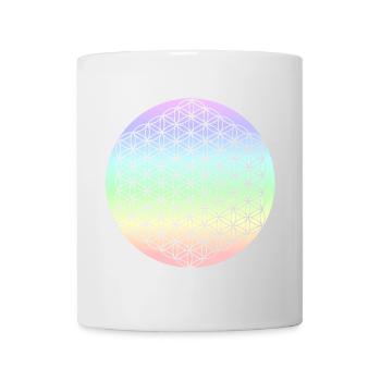 Blume des Lebens Pastell - 5. Dimension - Mandala - Tasse - Weiß - Vorne