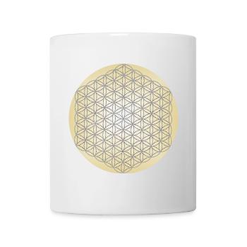 Flower of Life Silver - 5th Dimension - Mandala - Mug - white - Front