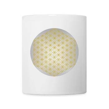 Blume des Lebens Gold - 5. Dimension - Mandala - Tasse - Weiß - Vorne