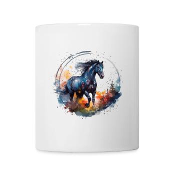 Imprimé de cheval au galop coloré - Mug blanc - blanc - Devant