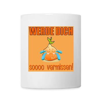 ABSCHIEDSGESCHENKE TRAURIGE ORANGE COMIC VERMISSEN - Tasse - Weiß - Vorne
