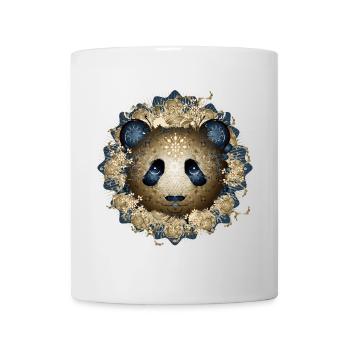 Beautiful panda bear head in gold and blue tones - Mug - white - Front