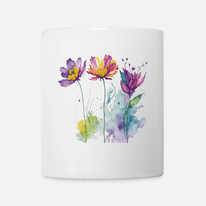 Aquarelle florale - Mug blanc - blanc