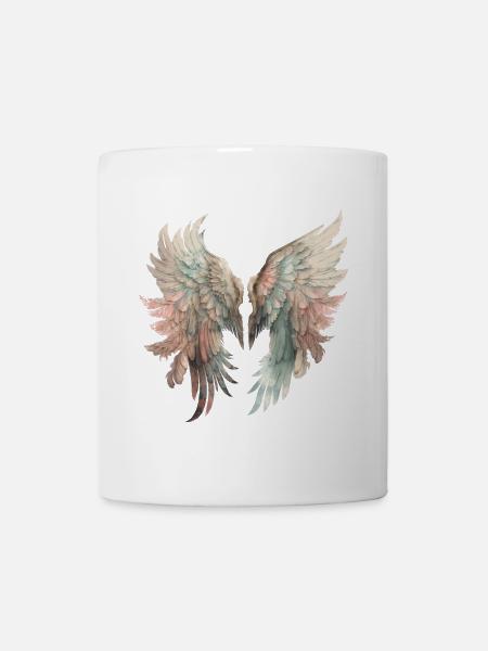Pastellfarbene Flügel in Aquarell - Tasse - Weiß