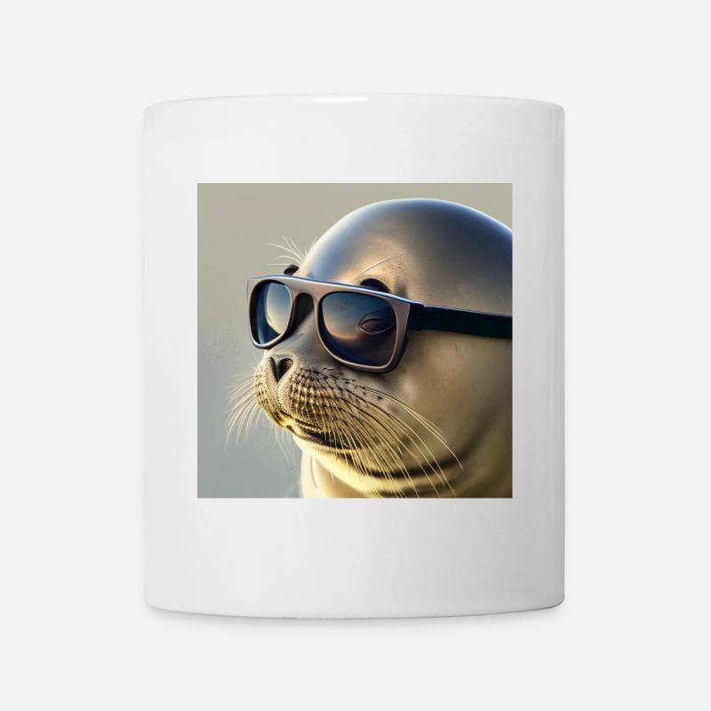 Seehund mit Sonnenbrille - Tasse - Weiß