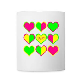 Neon Herzen Muster HeartBeat - Tasse - Weiß - Vorne