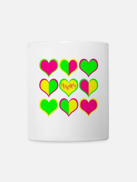 Neon Herzen Muster HeartBeat - Tasse - Weiß