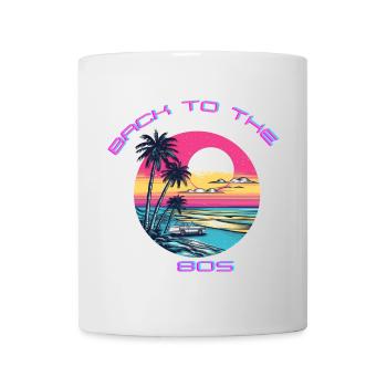Conception rétro de la plage au coucher du soleil - Mug blanc - blanc - Devant
