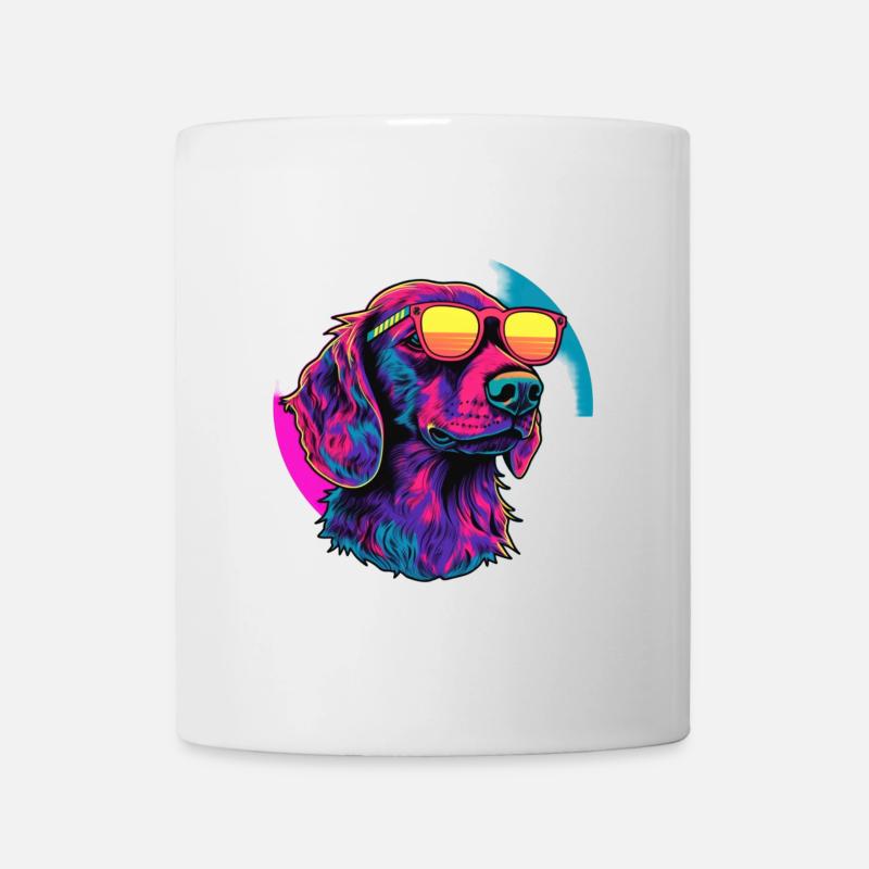 Neon Hund mit Sonnenbrille - Tasse - Weiß